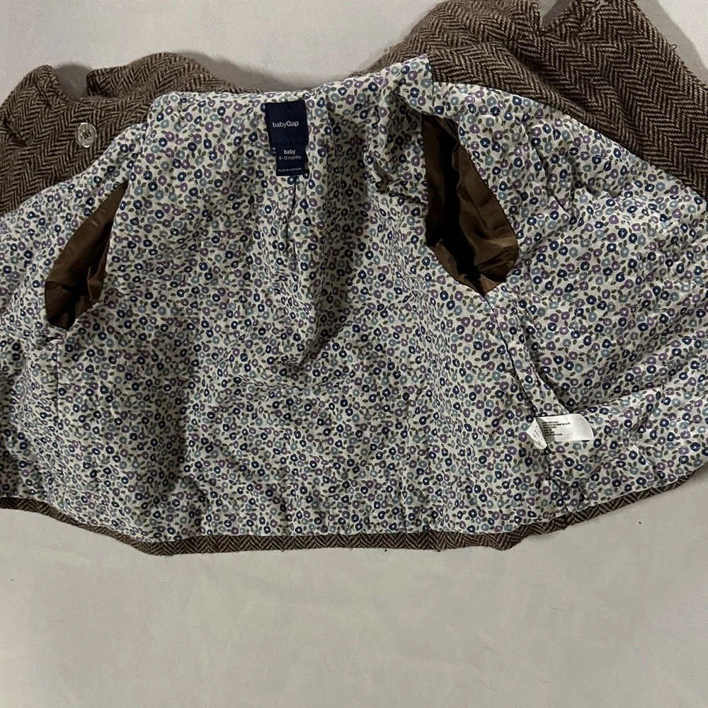 Baby Gap Girls Brown Herringbone Peacoat 6-12 months